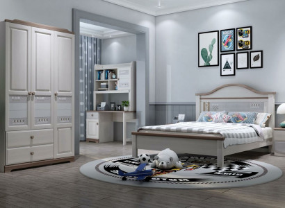 Bedroom Youth Children Room Set Modern Wardrobe Bedside table Table new 5-piece.